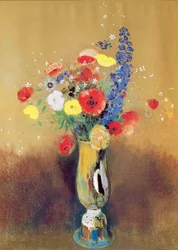 Vilda blommor i en långhalsad vas, ca 1912